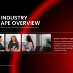 Competitive Industry Report Template - two-column layout with business meeting photo and red-bordered content box