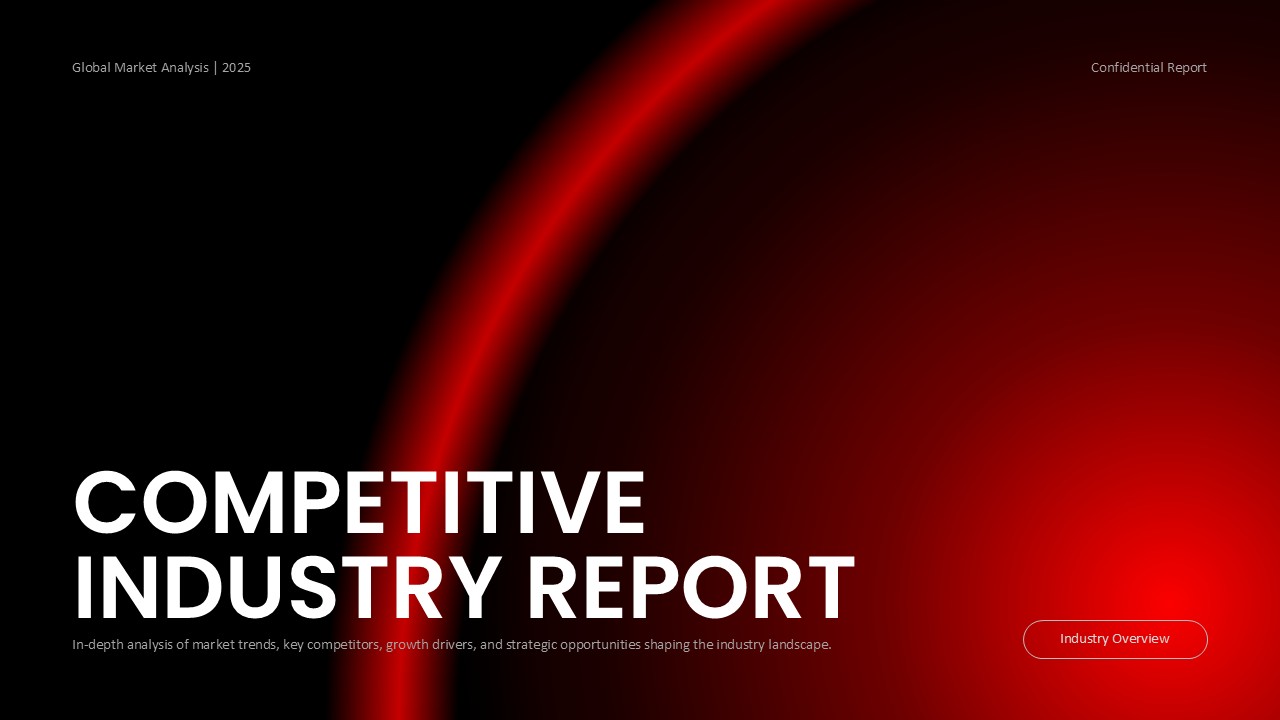 Competitive Industry Report Template - clean title slide with gradient background and minimalist white text layout