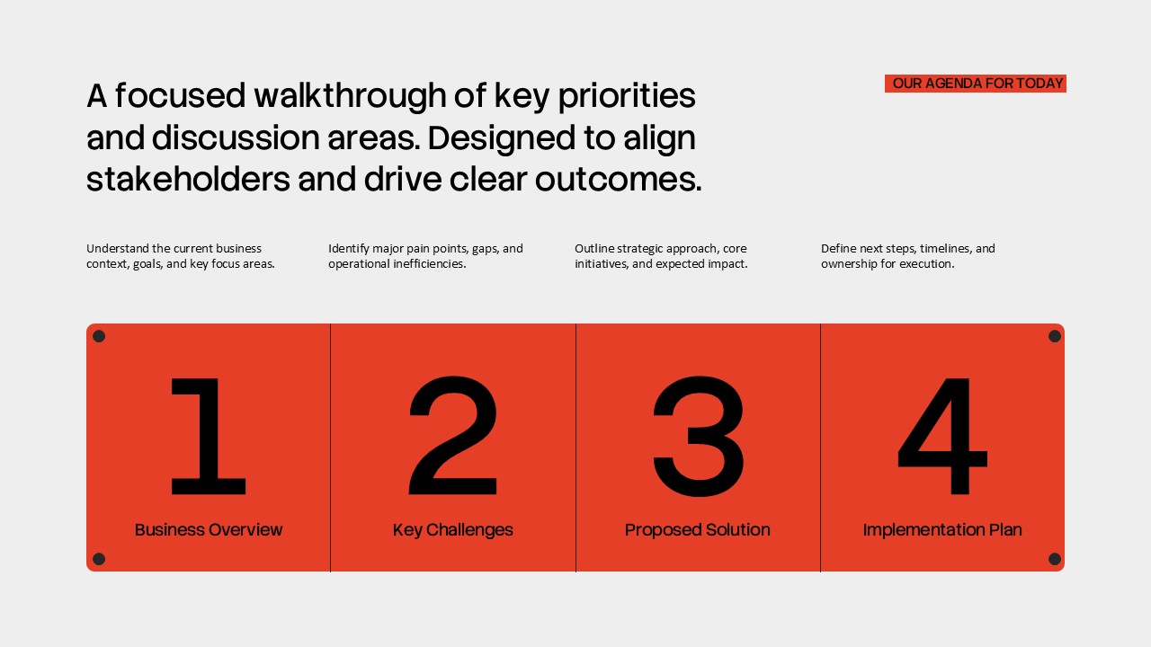 Construction Proposal Template - Agenda slide to outline your presentation structure and key discussion areas