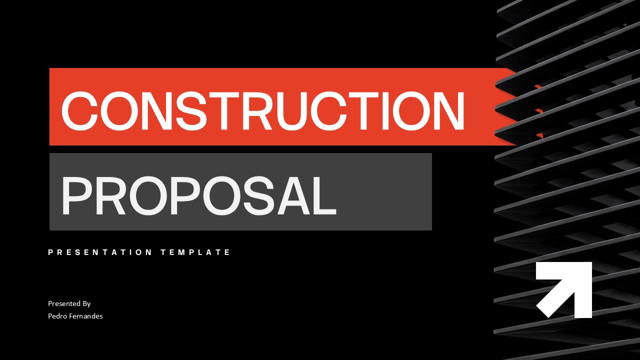 Construction Proposal Template - Bold title slide to open your construction project presentation professionally