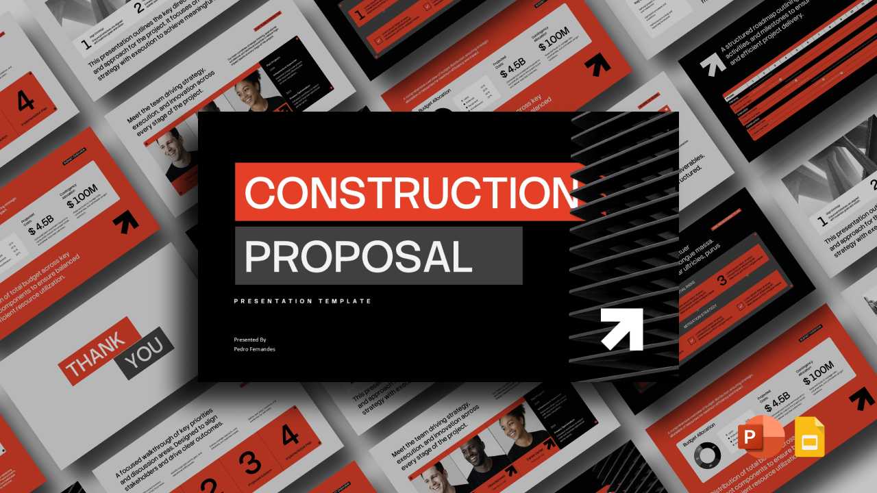 Construction Proposal Template - Professional presentation cover to showcase your construction project proposals