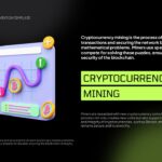 Cryptocurrency PPT Template - Mining slide with 3D dashboard illustration and Bitcoin symbols