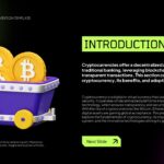 Cryptocurrency Presentation Template - Introduction slide with mining cart filled with golden Bitcoin coins