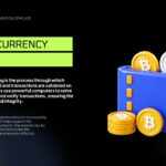 Cryptocurrency Template - Mining security slide with 3D vault illustration and crypto coins