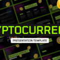 Cryptocurrency Template - Professional cover slide with Bitcoin symbols and scattered preview slides