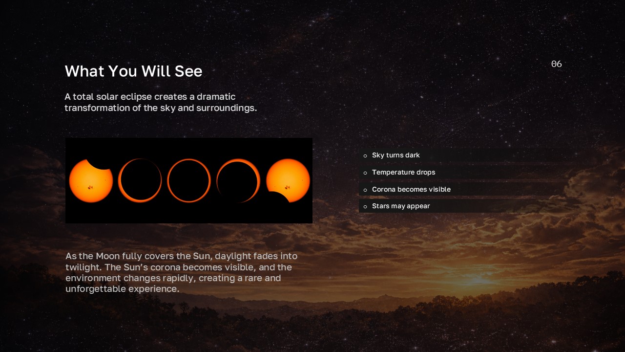 Europe Solar Eclipse 2026 Template - eclipse phases showing what viewers will see during totality