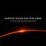 Europe Solar Eclipse 2026 Template - dramatic title slide with Earth's horizon and space background