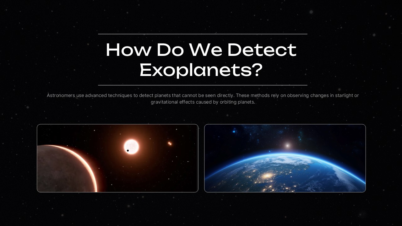 How Do We Detect Exoplanets slide with detection method visualizations