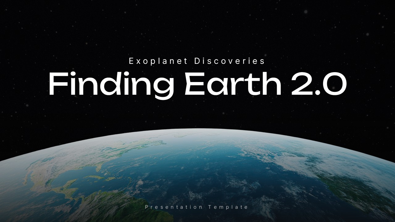Finding Earth 2.0 title slide with Earth from space background