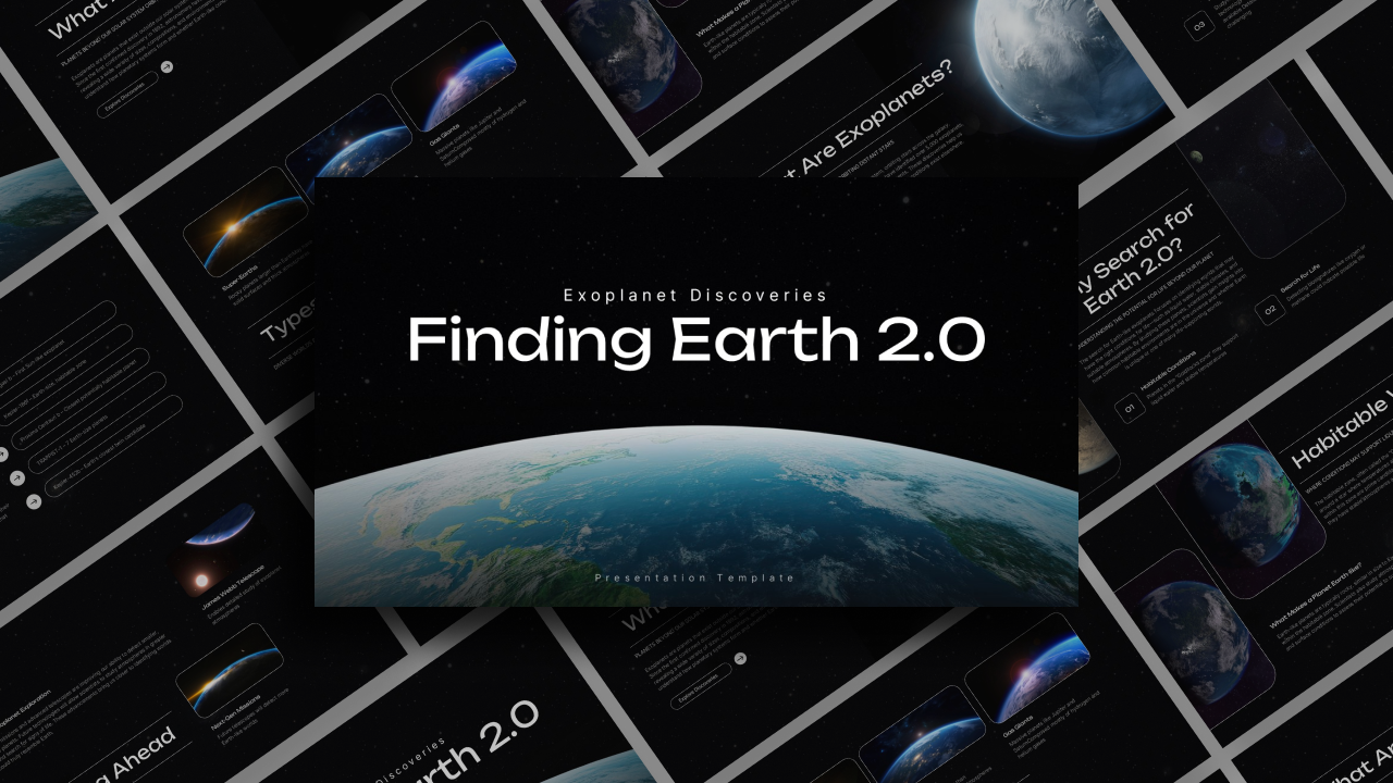 Exoplanet Discovery Template - mosaic preview with Finding Earth 2.0 title