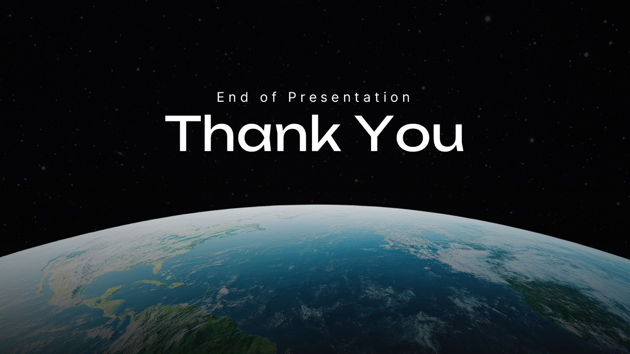 Thank You slide with Earth from space closing image