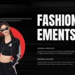 Fashion Elements Template - Athletic streetwear model showcasing design creativity, trends, culture, and fabric quality