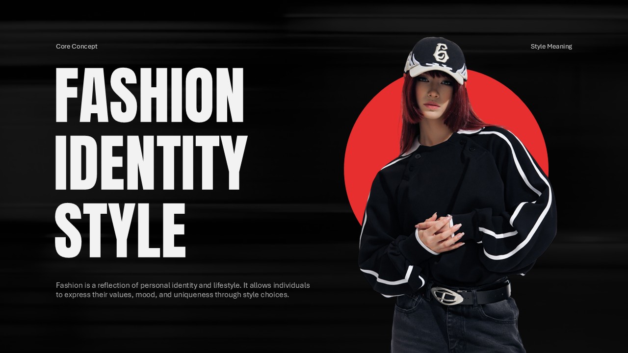 Fashion Identity Template - Female model in urban streetwear illustrating personal expression through fashion choices