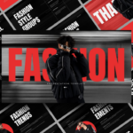 Fashion Template - Grid showcasing 11 slides with bold red accents and streetwear models in modern presentation design