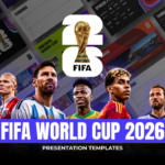 FIFA 2026 World Cup Template - Official logo design slide featuring tournament branding and trophy