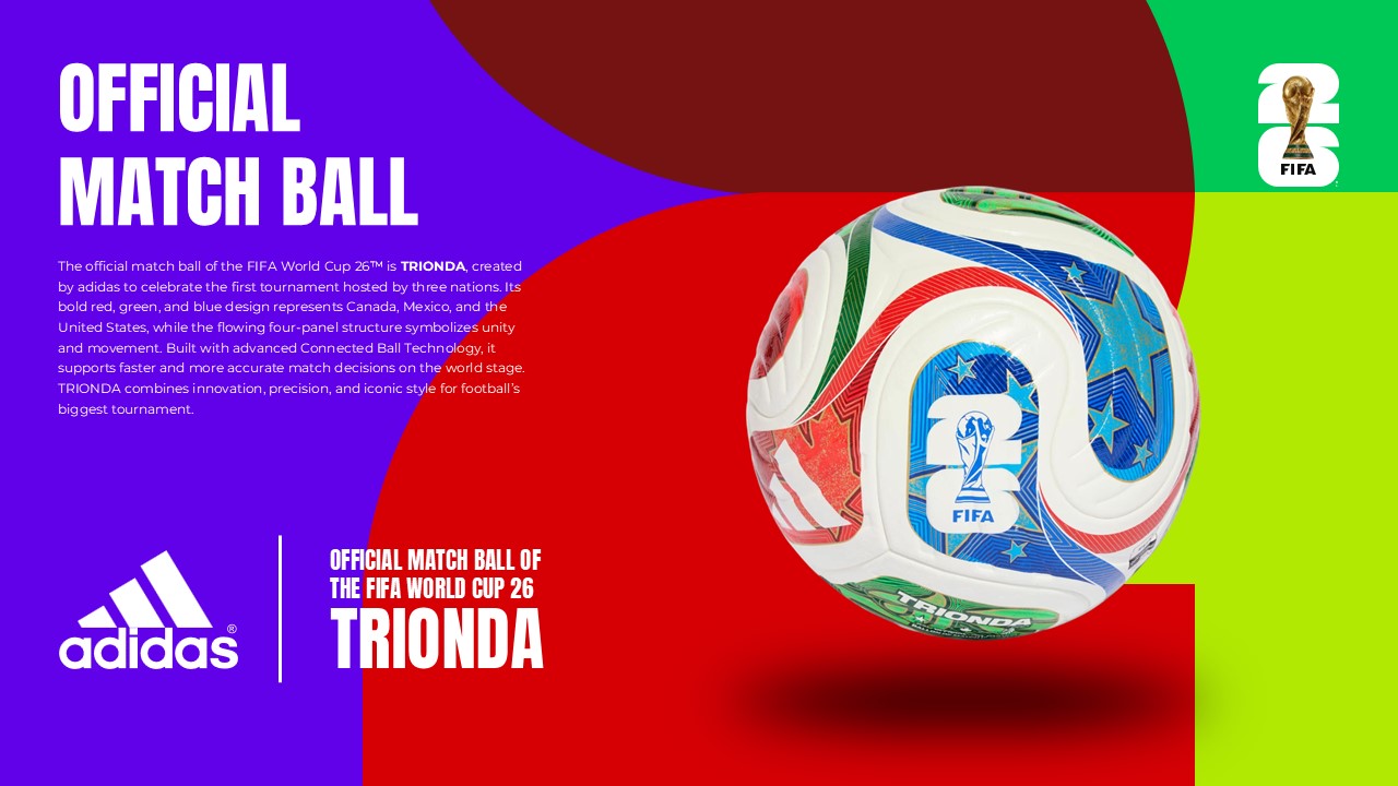 FIFA 2026 World Cup Template - Official match ball slide to showcase Adidas TRIONDA with technology features