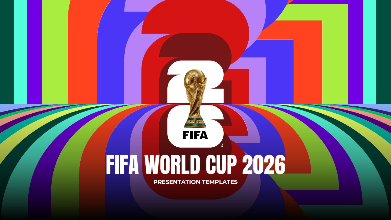 FIFA 2026 World Cup Template - Vibrant cover slide to introduce tournament presentations with official branding
