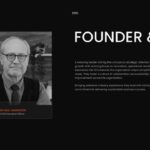 Glassmorphism Template - Founder profile slide featuring executive portrait and leadership biography