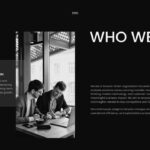 Glassmorphism Template - Company introduction slide combining team photos with foundation story