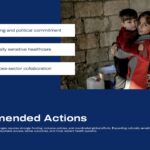Global Migration Report Template - recommendations slide with displaced person photo and three action items