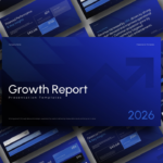 Growth Report Template - Dynamic preview showcasing business presentation slides in overlapping grid on blue gradient
