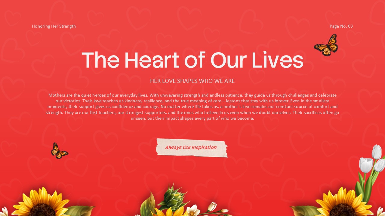 Happy Mothers Day Template - Inspirational slide to express how mothers shape our lives