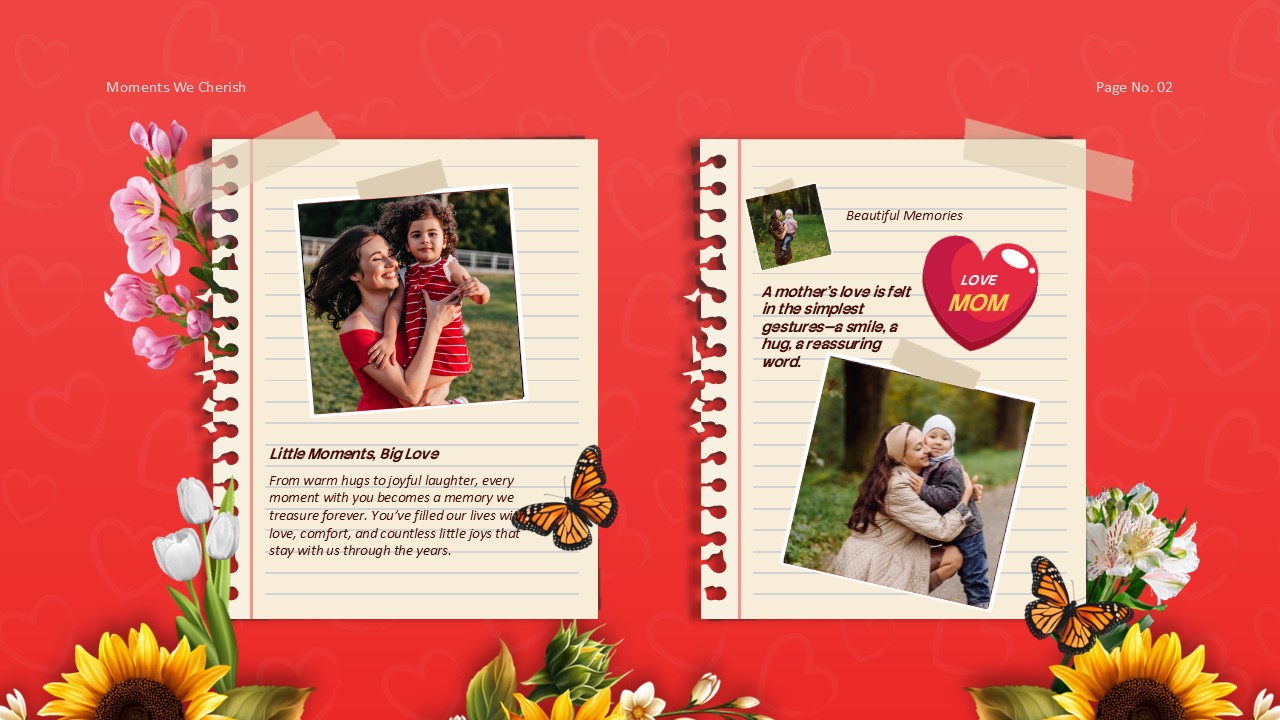 Happy Mothers Day Template - Memory slide to showcase precious mother-child moments in scrapbook style