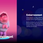 Inside Out Template - Embarrassment character with pink hoodie and social emotion description