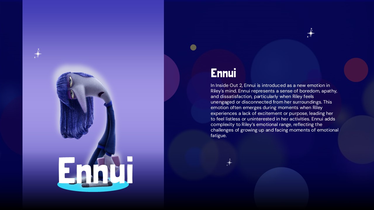 Inside Out Template - Ennui new emotion character representing boredom and apathy feelings