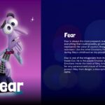 Inside Out Movie Template - Fear character slide with purple theme and anxiety trait analysis