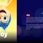 Inside Out Movie Template - Joy character profile with yellow gradient and detailed personality analysis