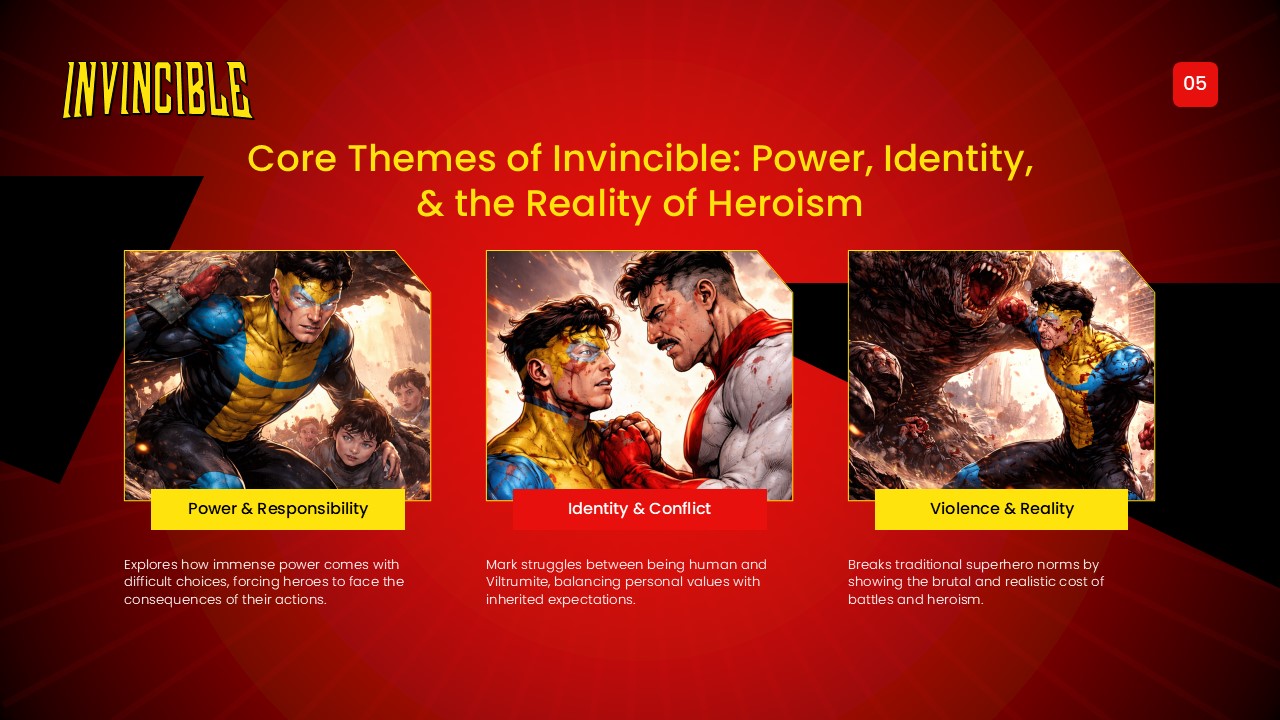 Invincible Template - Core themes analysis slide