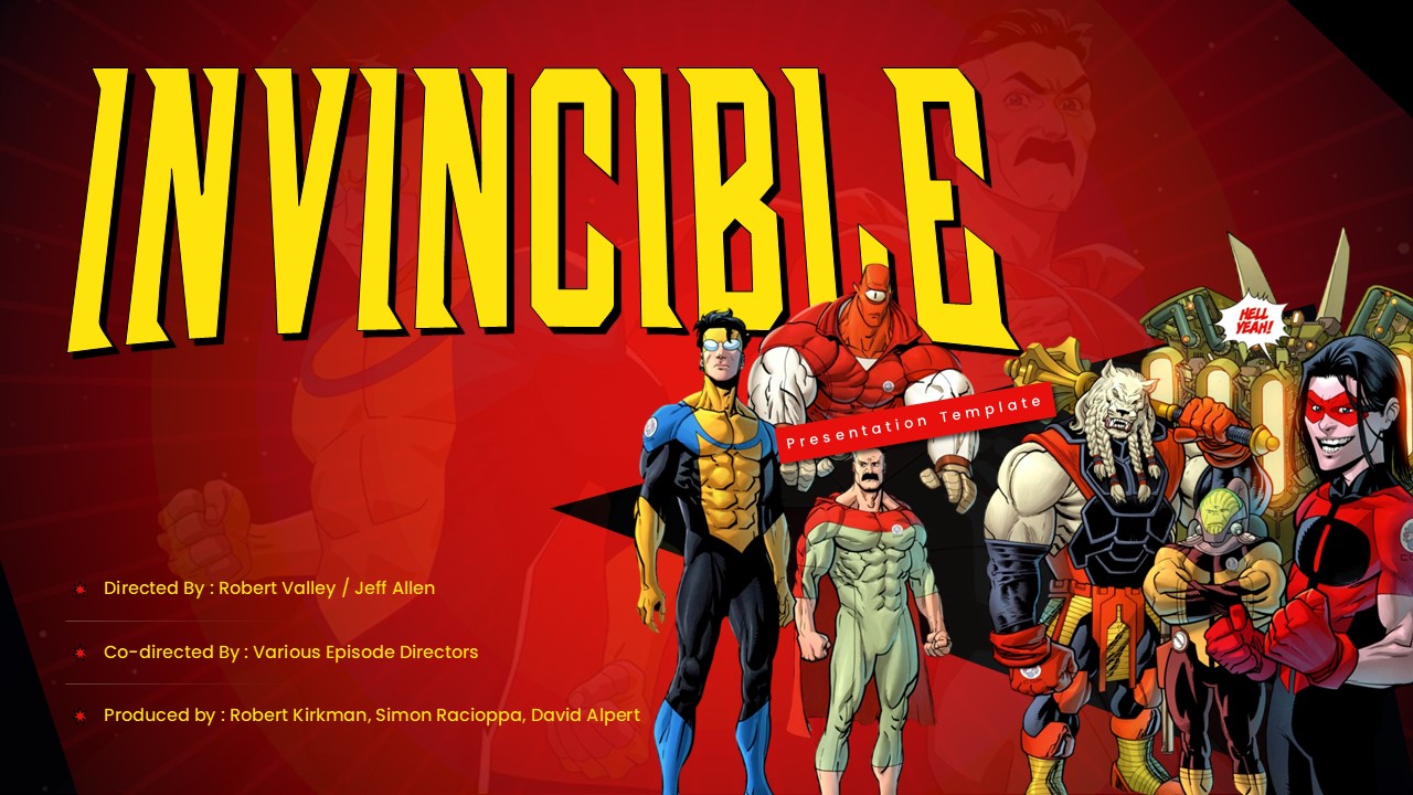Invincible Template - Title slide with character lineup