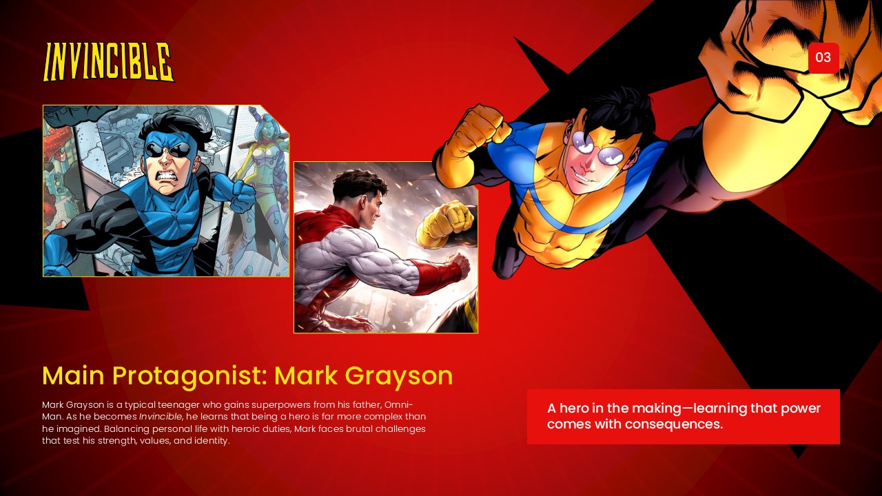 Invincible Template - Mark Grayson protagonist slide