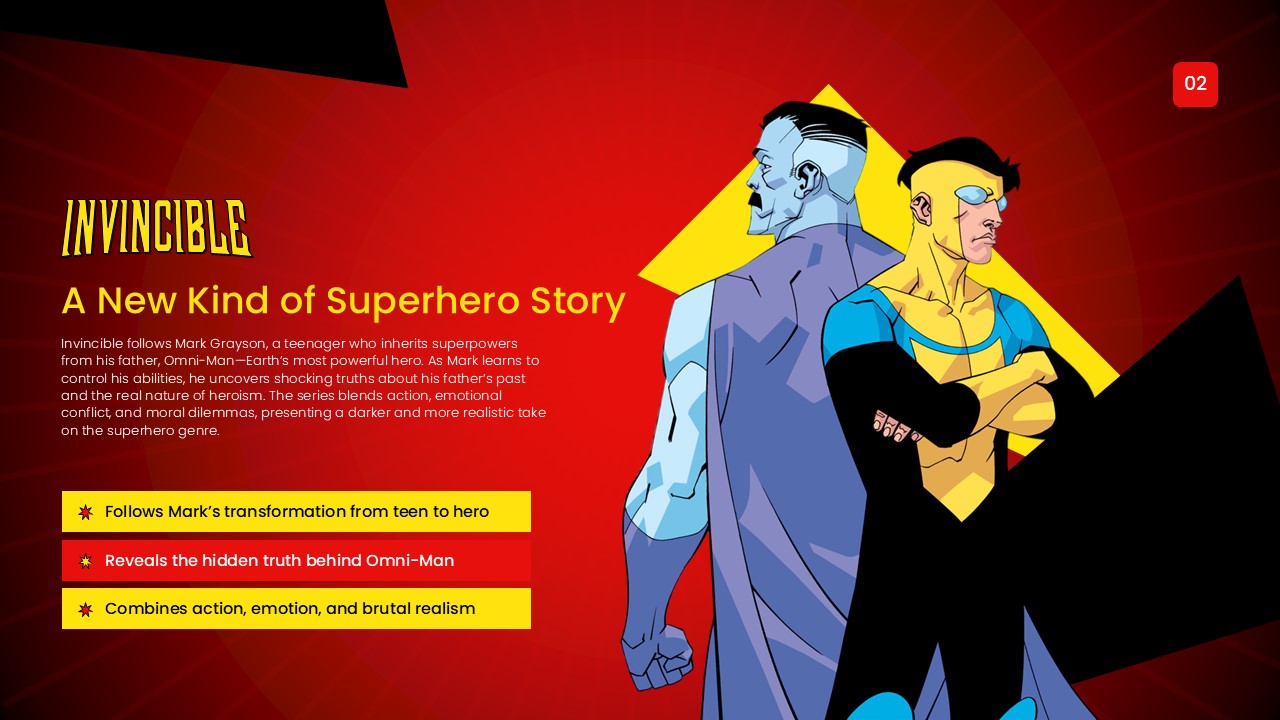 Invincible Template - New superhero story content slide