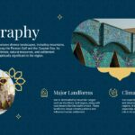 Iran Geography Template - Visual exploration of landforms and climate with Persian architectural imagery