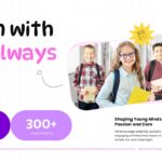 Kids School Template - activities slide showing 500+ completed activities