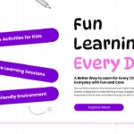 Kids School Template - program features with creative activities buttons