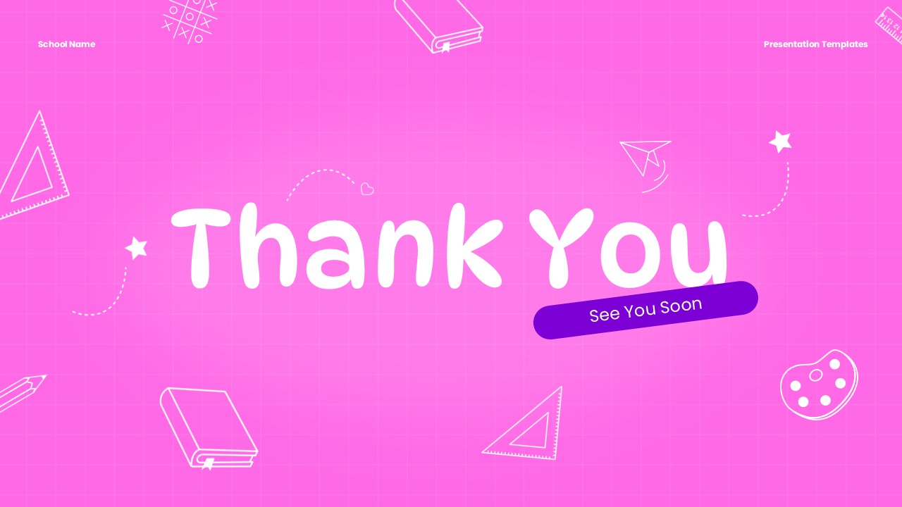 Kids School Template - thank you closing slide with educational background