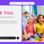 Kindergarten Thank You - Purple gradient closing slide with thank you text and children with blocks photo