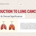Lung Cancer Case Study Template - introduction slide with three-stage disease progression diagram