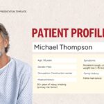 Lung Cancer Case Study Template - patient profile slide with demographics and medical history sections