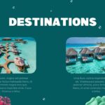 Maldives Template - Destinations slide with two-column layout showing overwater bungalow images and text blocks