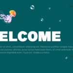 Maldives Template - Main content slide with underwater teal background, coral graphics and marine life elements
