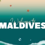 Maldives Template - Welcome slide with underwater theme, coral decorations, jellyfish and seahorse graphics