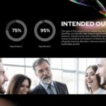 Market Research Outcomes Template - Progress indicators and team photo showing research goals and hypotheses