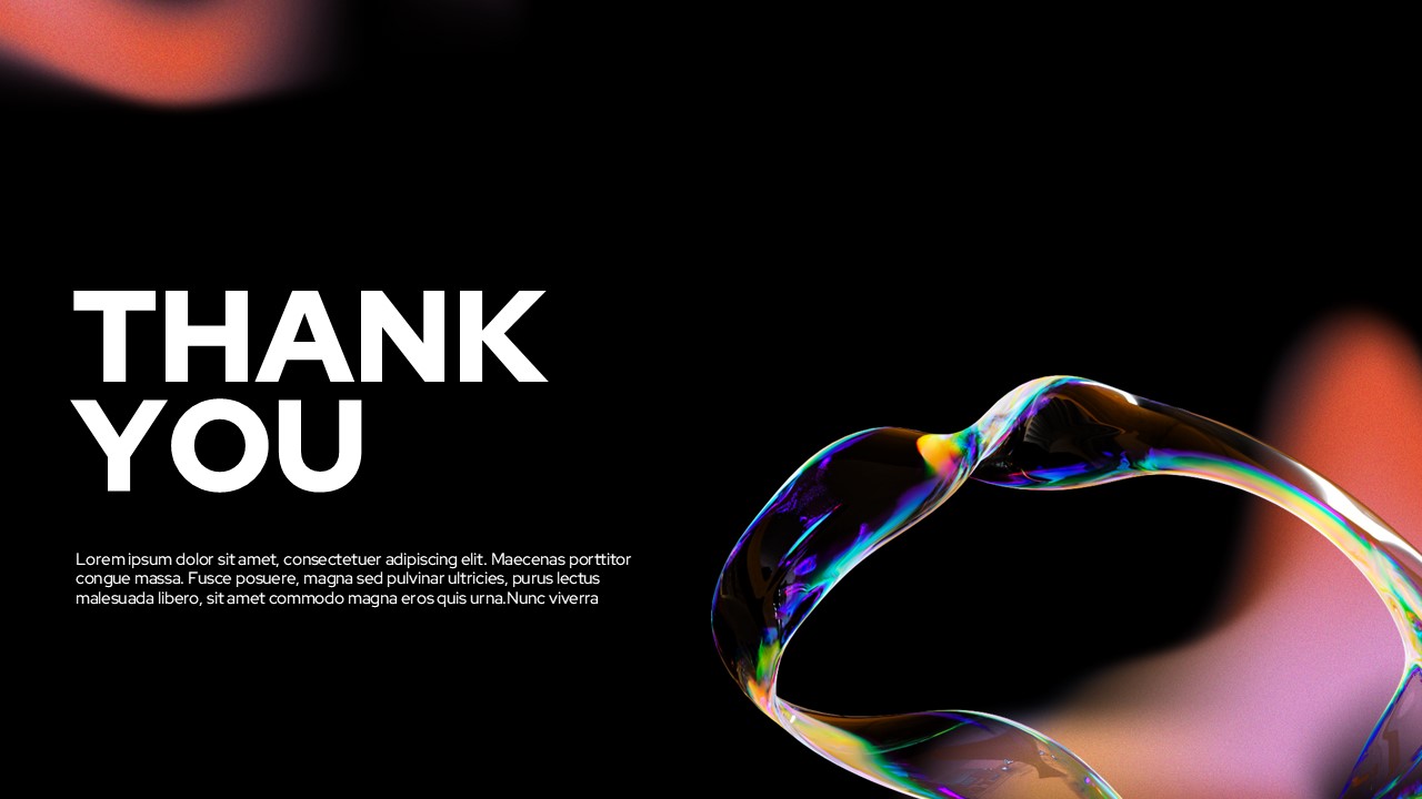 Market Research Thank You Template - Closing slide with elegant typography and gradient design elements