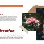 Moodboard Creative Summary Template - Final direction section, pink rose photographs, burgundy color blocks