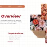 Moodboard Project Overview Template - Text sections with objectives, target audience, floral image collages