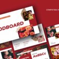 Moodboard Template - Cover slide with red background, multiple slide previews, floral photography, PowerPoint compatibility